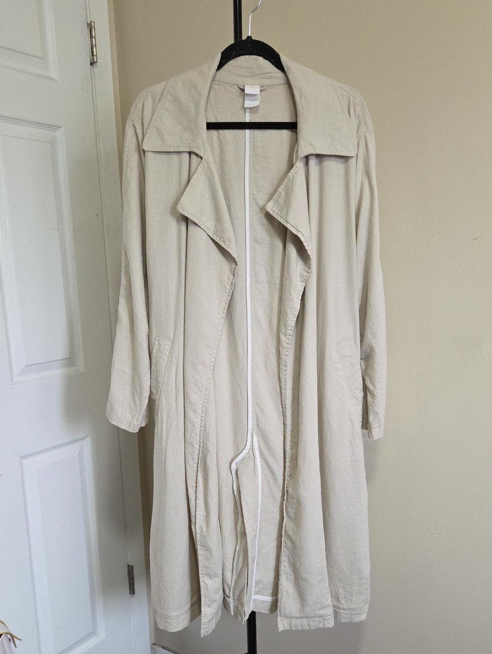 Lole Cream Open-Front Drape Trench Coat